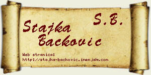 Stajka Backović vizit kartica